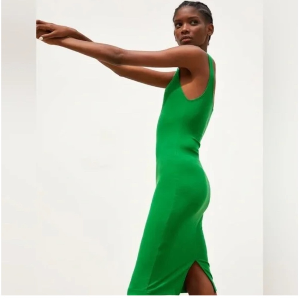 TWO ZARA MIDI DRESSes WITH STRAPS Orange&Green
